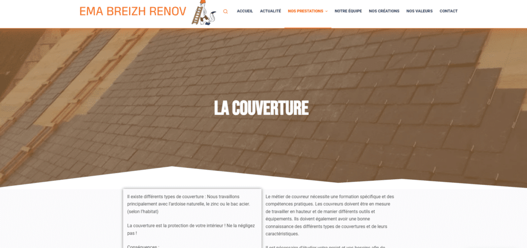 Site web EMA Breizh Renov : exemple de design professionnel dans le secteur de la rénovation