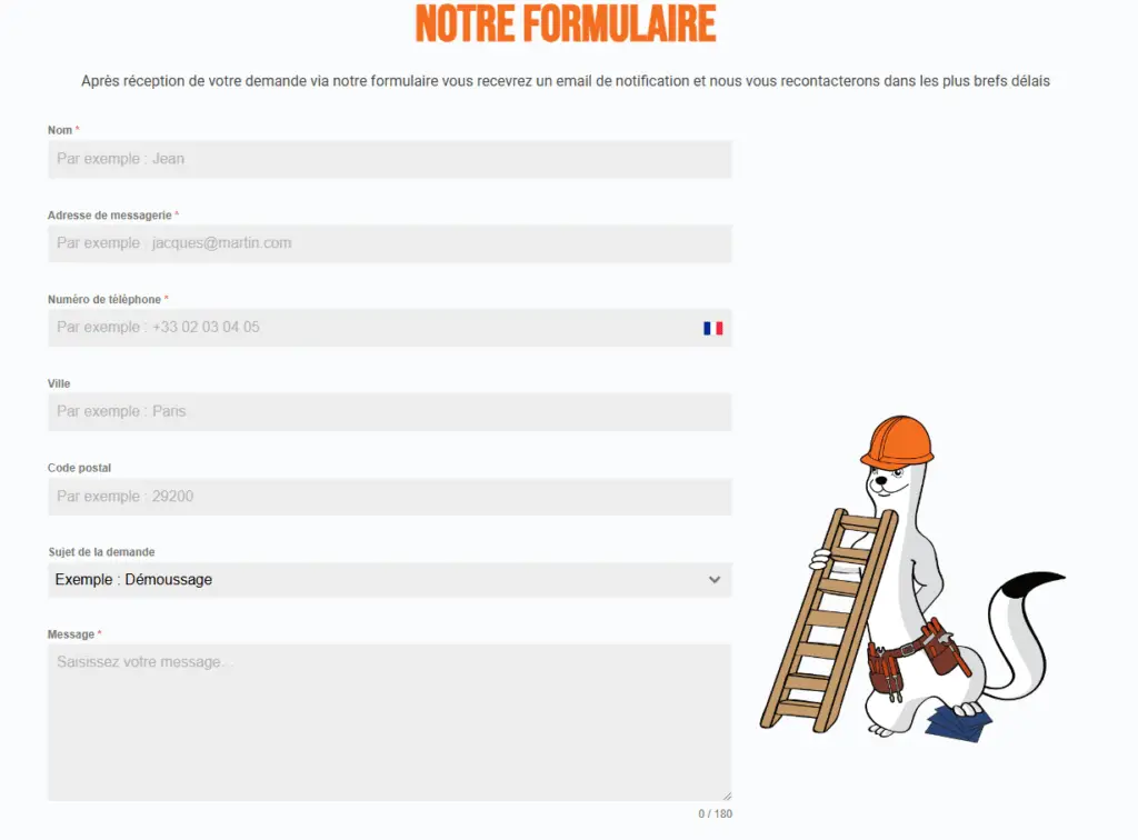 Exemple d'une structure de formulaire que l'on peut retrouver sur un site web. Layout simple mais efficace